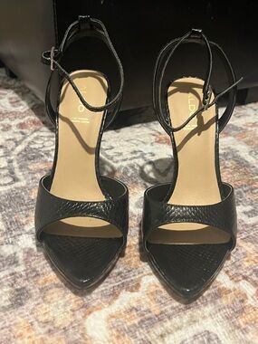 Aldo Black Pointed Toe Ankle-Strap Heels